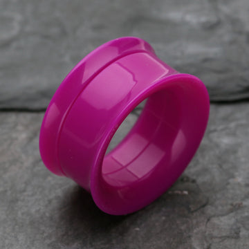 Detail View 1 of A Pair of Solid UV Smooth Flared Screw-Fit Ear Gauge Tunnel Plug-Purple